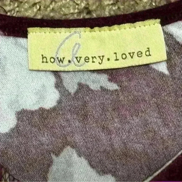 How Very Loved Burgundy Floral Long Sleeve Swing Dress Size Large - Picture 6 of 7